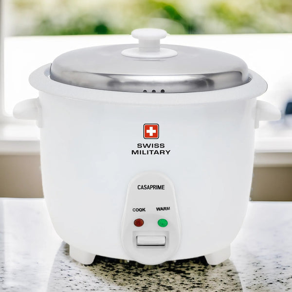 Casaprime Electric Rice Cooker With Quick Heat Plate, White