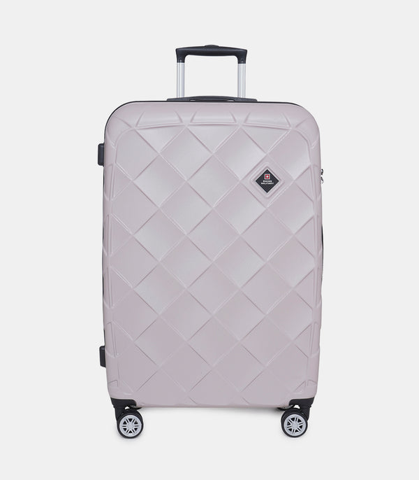 SWISS MILITARY JUPITOR Ivory Textured Hard Shell Luggage Trolley Bag with 360 Degree Rotatable 8 Wheels and TSA Lock, 28 Inch