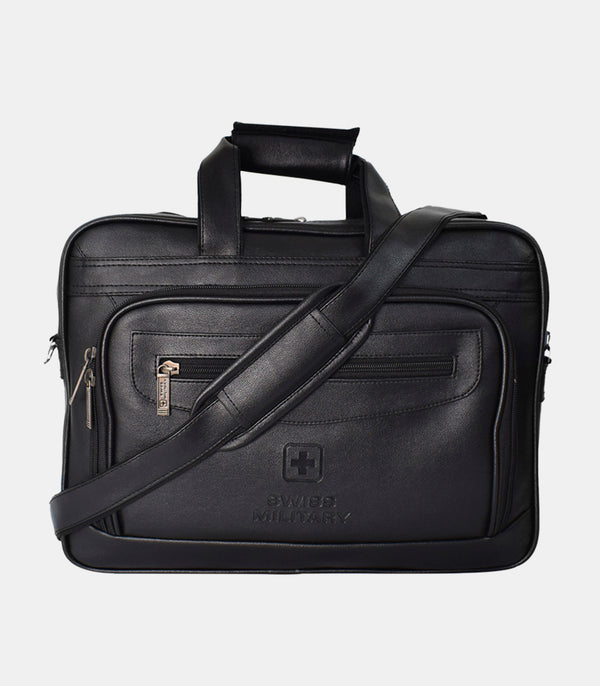 Verbepro Premium Leatherette Laptop Sling Bag l Black