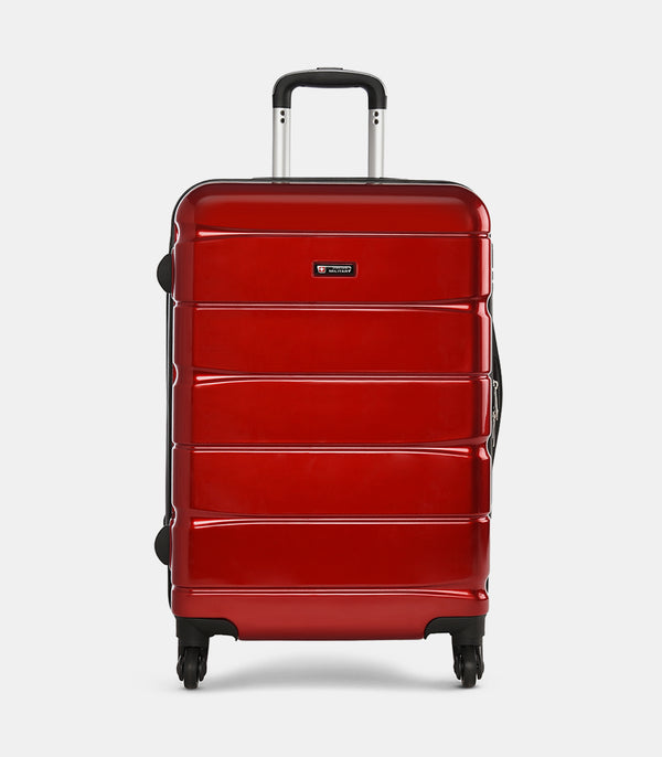 JENNY Hard-Sided Luggage Trolley Bag | Durable Zipper | Combination Lock | Light Weight | 28 Inch | Material: PC | Colour: Red