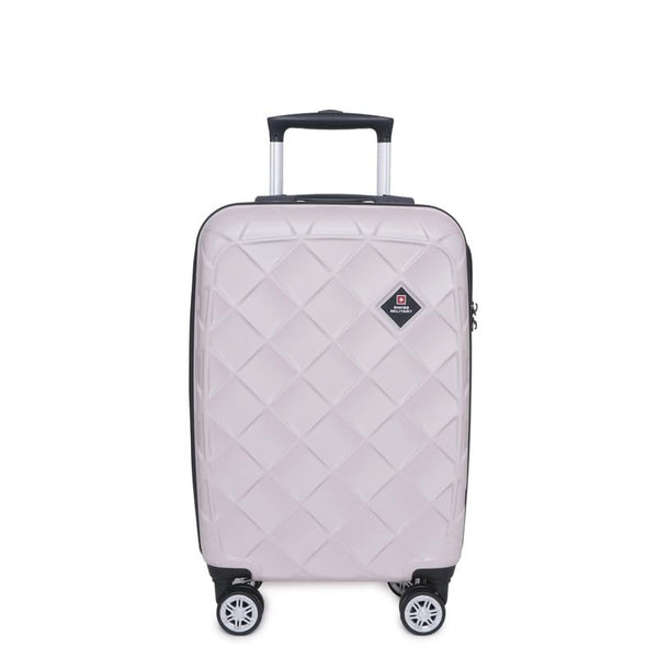 SWISS MILITARY JUPITOR Ivory Textured Hard Shell Luggage Trolley Bag with 360 Degree Rotatable 8 Wheels and TSA Lock, 20 Inch