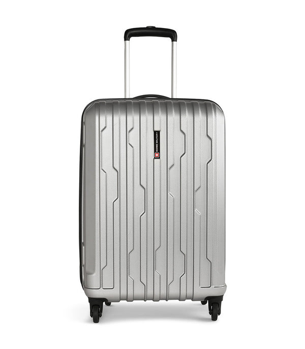 Swiss Military CRYSTAL Hard-Sided Luggage Trolley Bag | Durable Zipper | Combination Lock | Light Weight | 20 Inch | Material: ABS | Colour: Silver