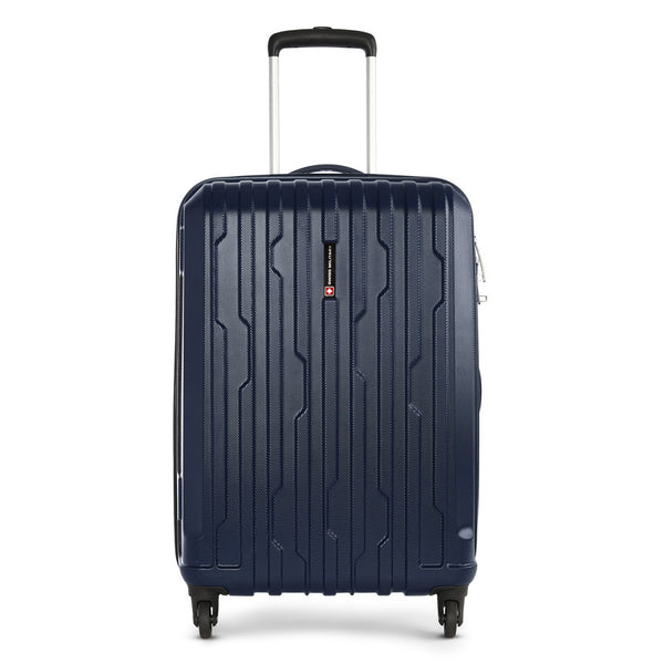 Swiss Military CRYSTAL Hard-Sided Luggage Trolley Bag | Durable Zipper | Combination Lock | Light Weight | 24 Inch | Material: ABS | Colour: Blue