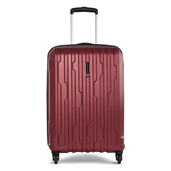 Swiss Military CRYSTAL Hard-Sided Luggage Trolley Bag | Durable Zipper | Combination Lock | Light Weight | 24 Inch | Material: ABS | Colour: Red