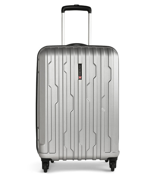 Swiss Military CRYSTAL Hard-Sided Luggage Trolley Bag | Durable Zipper | Combination Lock | Light Weight | 28 Inch | Material: ABS | Colour: Silver