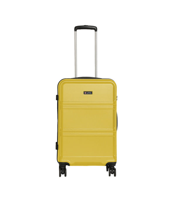 Swiss Military MAGNATE Hard-Sided Luggage Trolley Bag | Durable Zipper | Combination Lock | Light Weight | 20 Inch | Material: ABS | Colour: Yellow