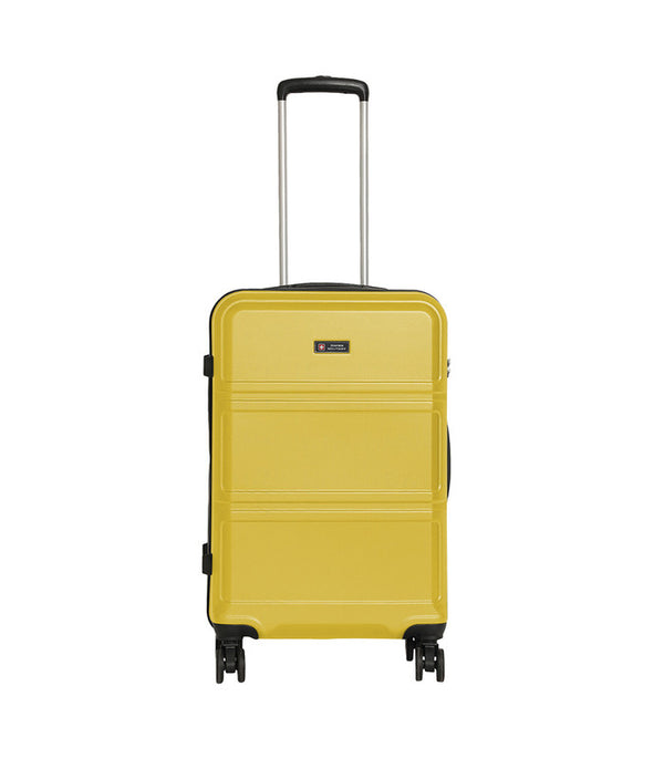 Swiss Military MAGNATE Hard-Sided Luggage Trolley Bag | Durable Zipper | Combination Lock | Light Weight | 24 Inch | Material: ABS | Colour: Yellow