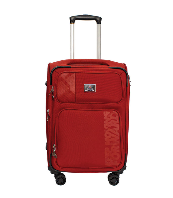 Swiss Military Neptune Maroon Soft Trolley Luggage Bag, Polyester, Large Storage Capacity, 20 Inch