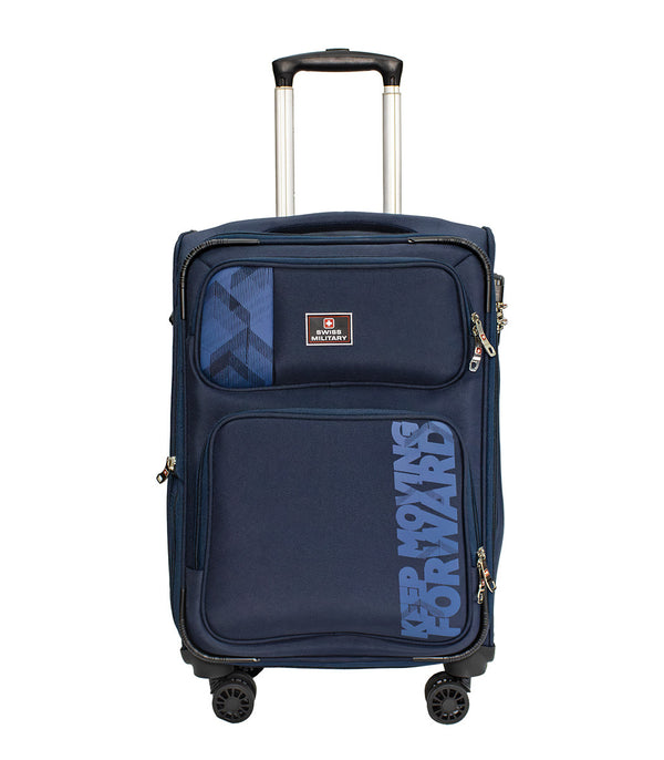 Swiss Military Neptune Navy Blue Soft Trolley Luggage Bag, Polyester, Large Storage Capacity, 20 Inch