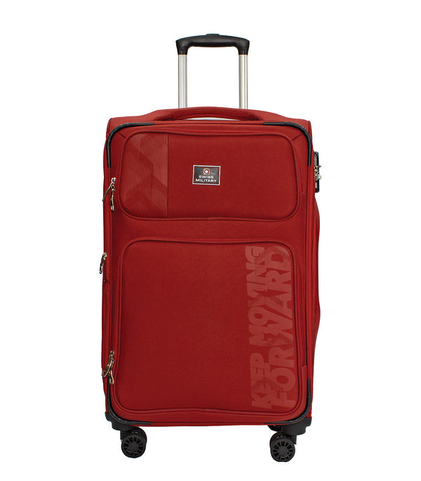 Swiss Military Neptune Maroon Soft Trolley Luggage Bag, Polyester, Large Storage Capacity, 24 Inch