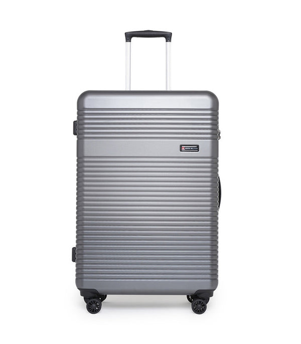 Swiss Military Medium Check-in Suitcase (65 cm) 4 Wheels - Hard Top Anti Scratch Trolley - Grey