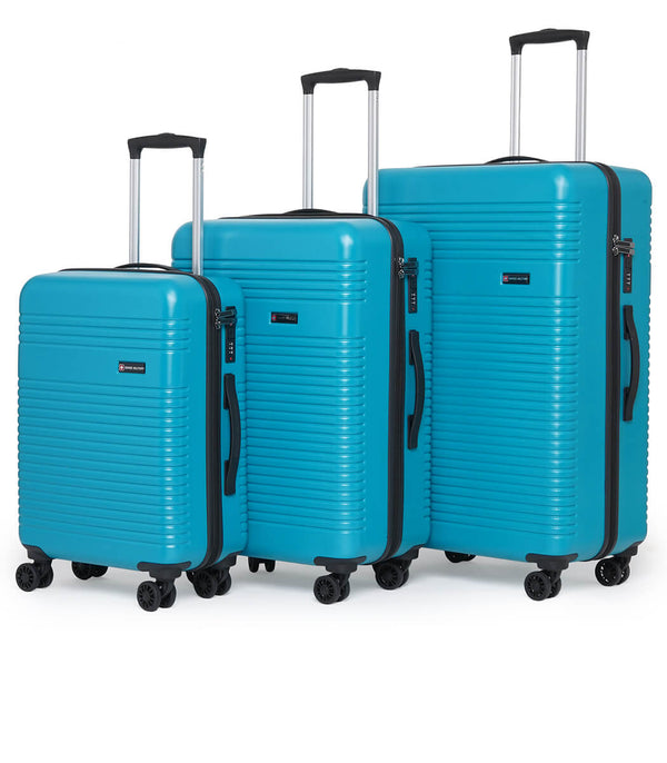 Pluto Set of 3, 55cm Cabin + 65cm Medium + 75cm Large Hard Trolley Bags, Blue