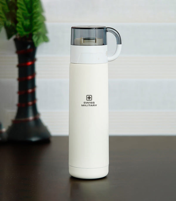 Vacuum Thermosteel Flask With Cup Cap, BPA Free, 500ml, White | SMF12