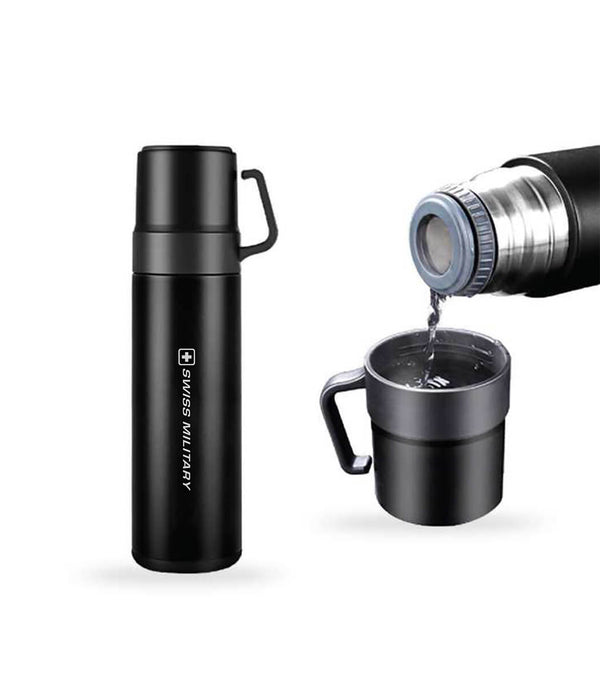 Vacuum Thermosteel Flask With Spillproof Cup Cap, 600ml, Black | SMF7