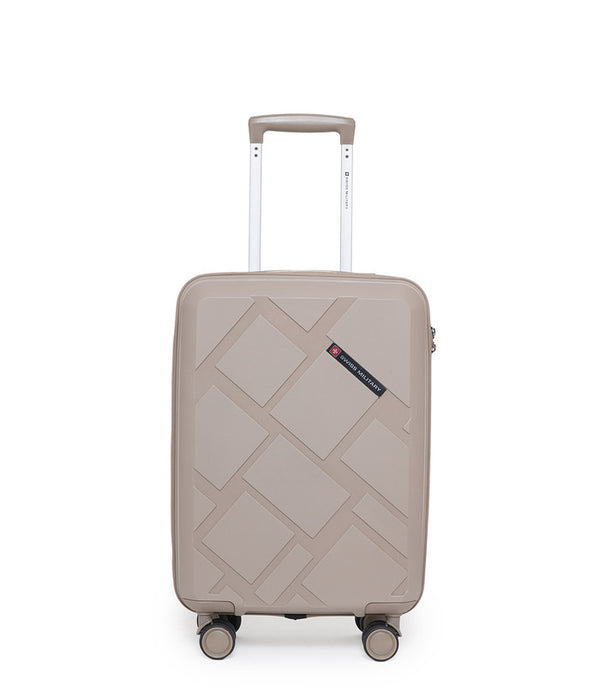 Swiss Military Star Hard-Sided Luggage Trolley Bag | Durable Zipper | Combination Lock | Light Weight | 20 Inch | Material: PP | Beige | SM004HTB