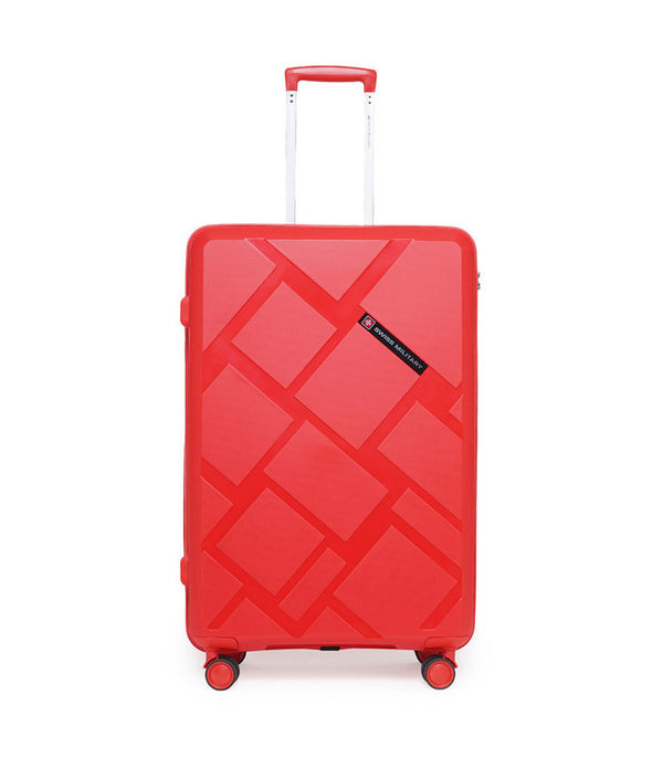 Swiss Military Star Hard-Sided Luggage Trolley Bag | Durable Zipper | Combination Lock | Light Weight | 28 Inch | Material: PP | Red | SM004HTB