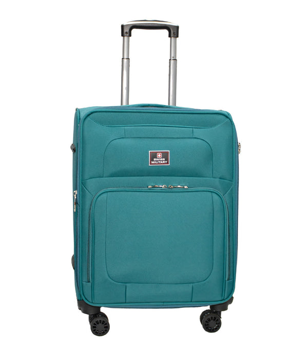 Swiss Military Titanium Teal Soft Trolley Luggage Bag, Polyester, Large Storage Capacity, 20 Inch