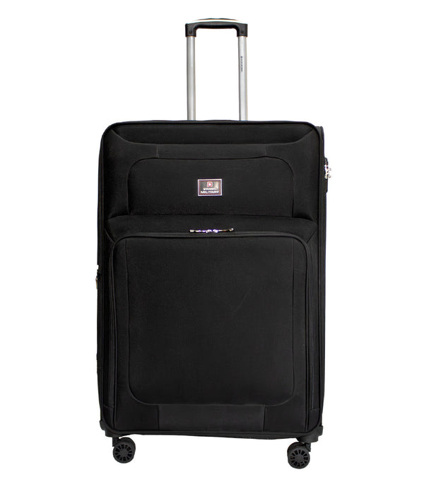 Swiss Military Titanium Black Soft Trolley Luggage Bag, Polyester, Large Storage Capacity, 28 Inch